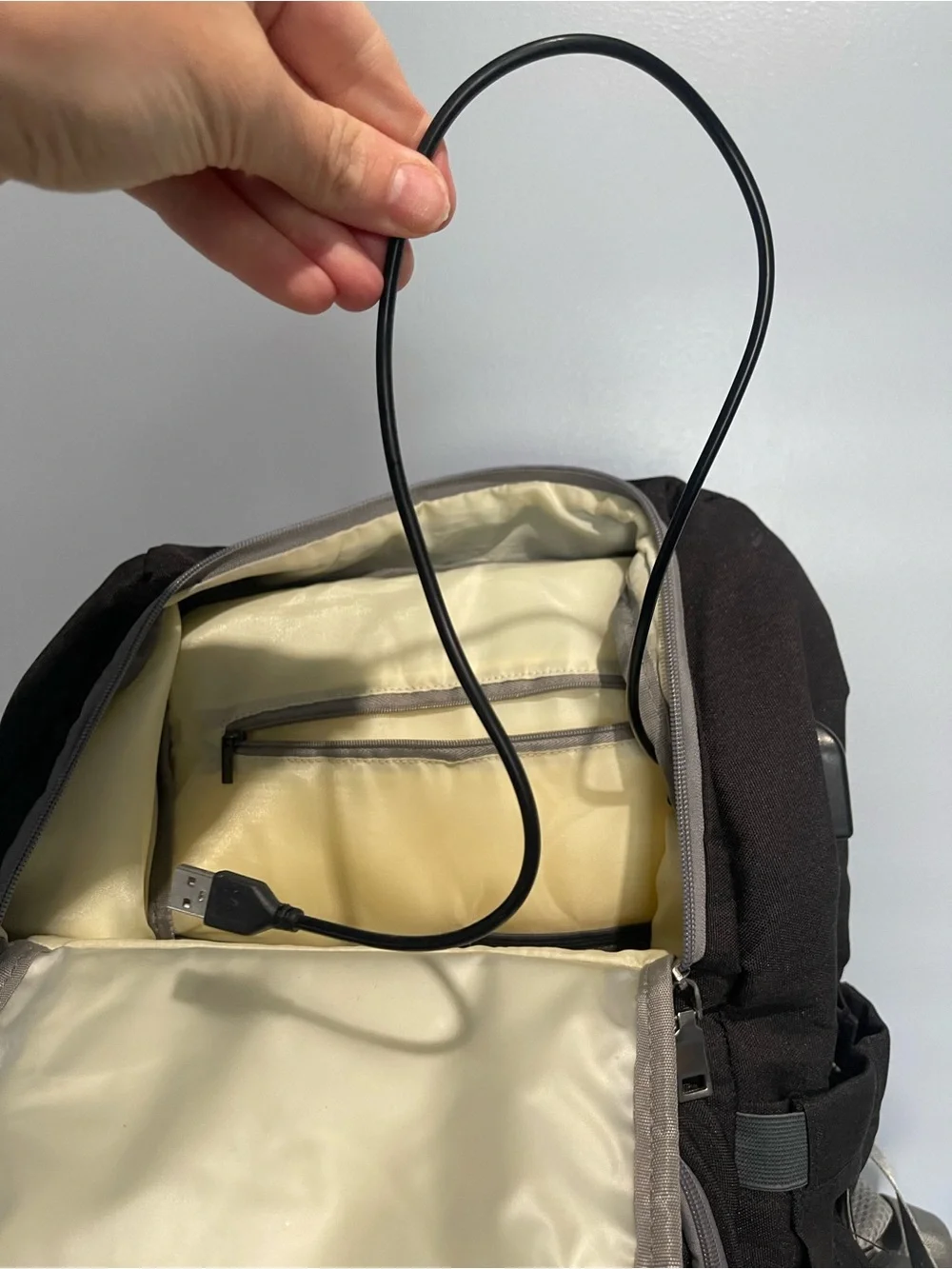 Black Diaper Backpack with Gray Accents